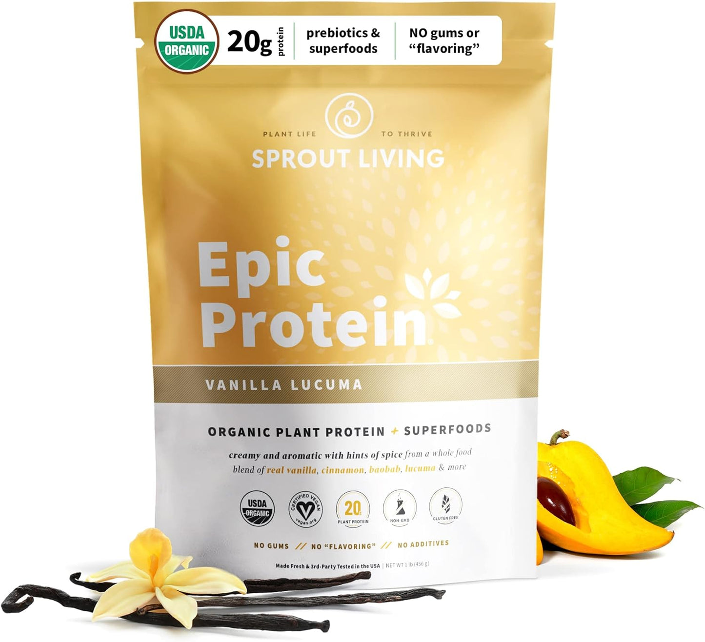 Sprout Living Epic Protein Powder - Plant Based Superfoods Blend