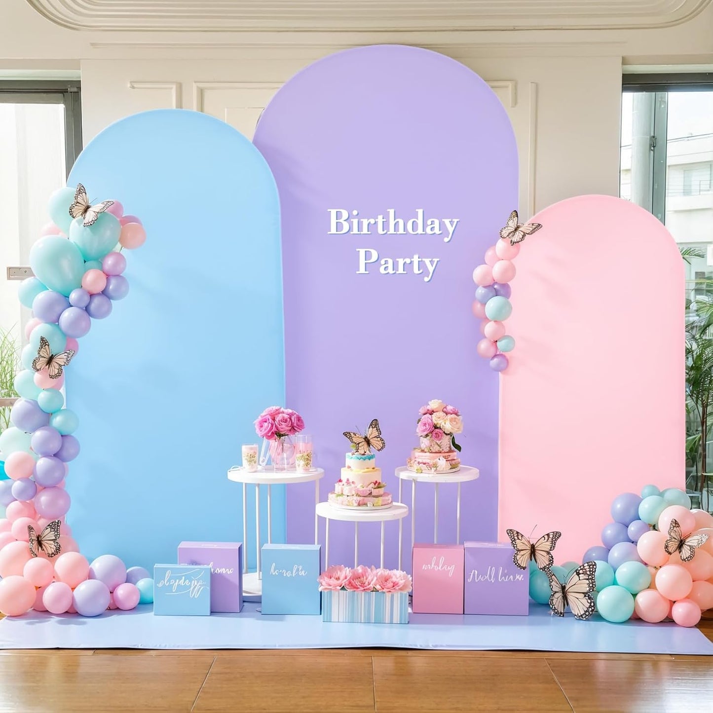 Pink Purple Blue Arch Backdrop Cover Set for Events and Parties