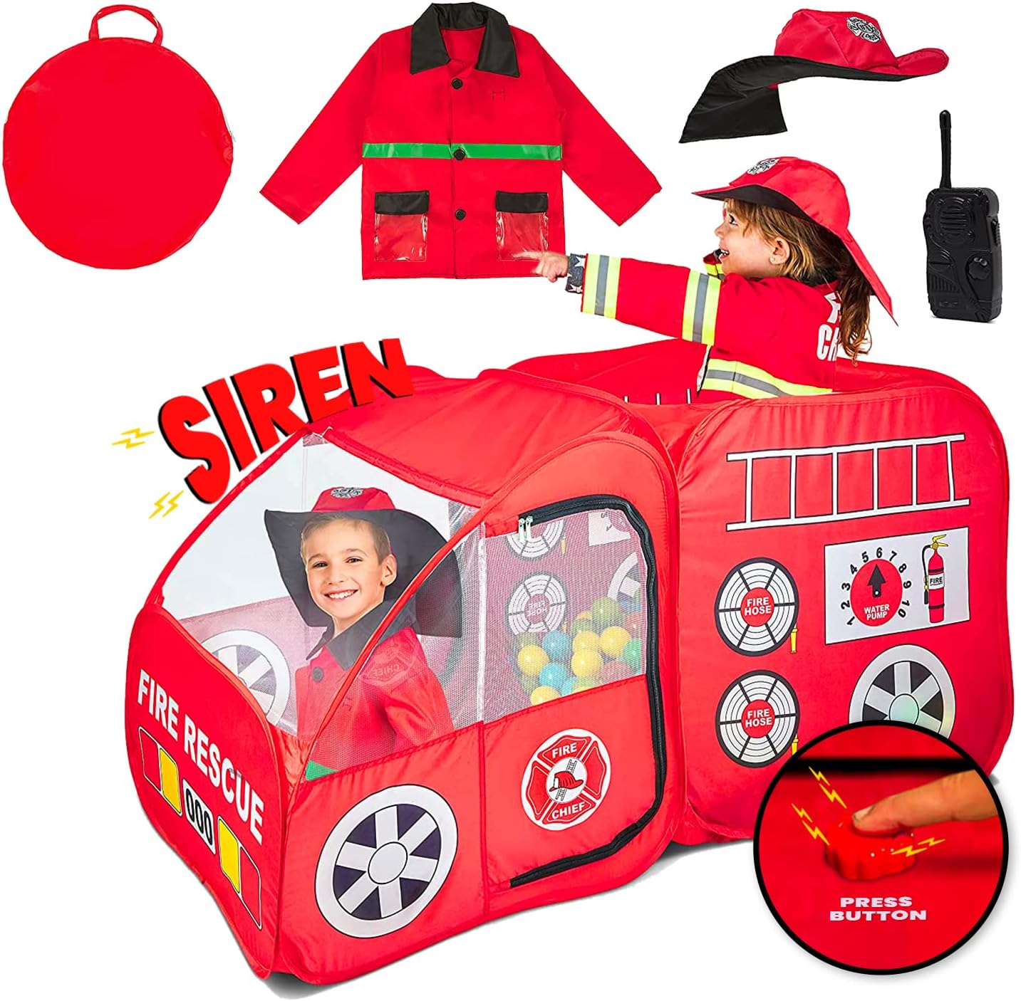 Interactive Fire Truck Play Tent for Kids | Sirens & Sounds | Indoor/Outdoor Fun