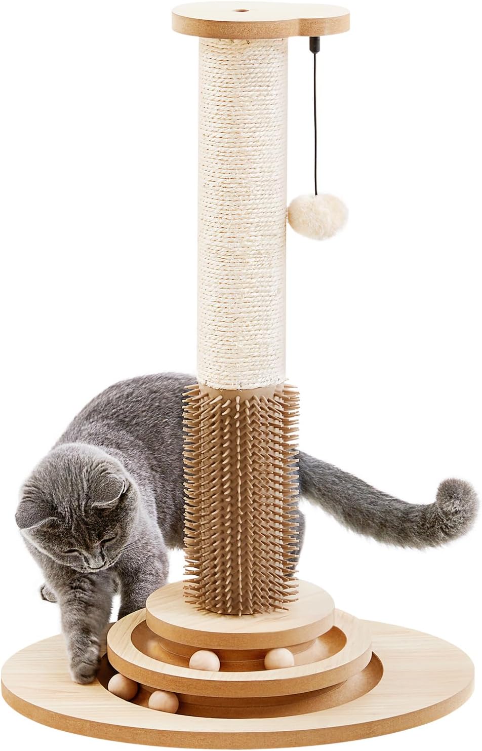 Interactive Cat Scratching Post with Groomer & Toys - MADE 4 PETS