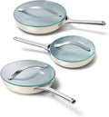Caraway Ceramic Nonstick Fry Pan Set with Glass Lids - Cream