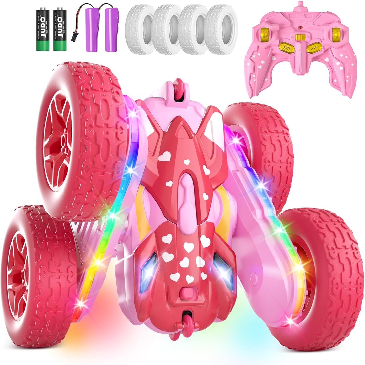 Terucle Pink RC Cars for Girls - Stunt 360 Rotating Fun