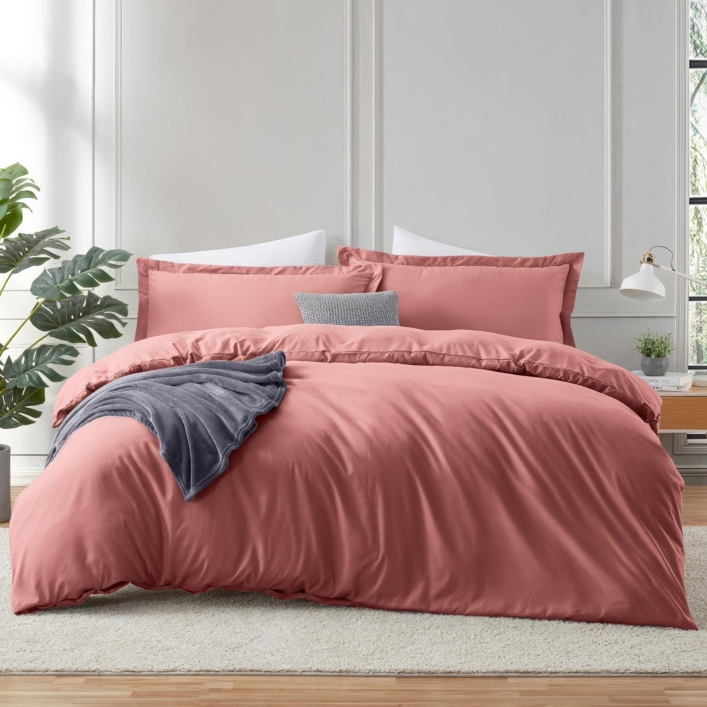 Hearth & Harbor Pink Clay Duvet Cover & Fitted Sheet Set