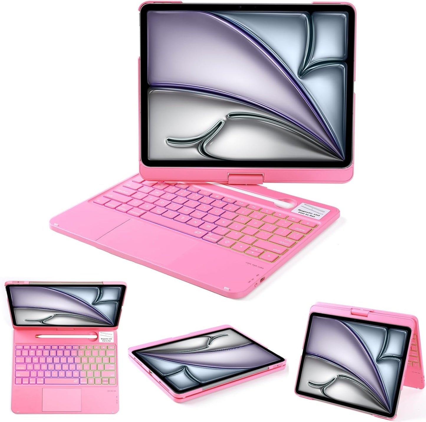 Keyboard Case for iPad Air 13 inch M3 2025 with 360 Rotatable Design