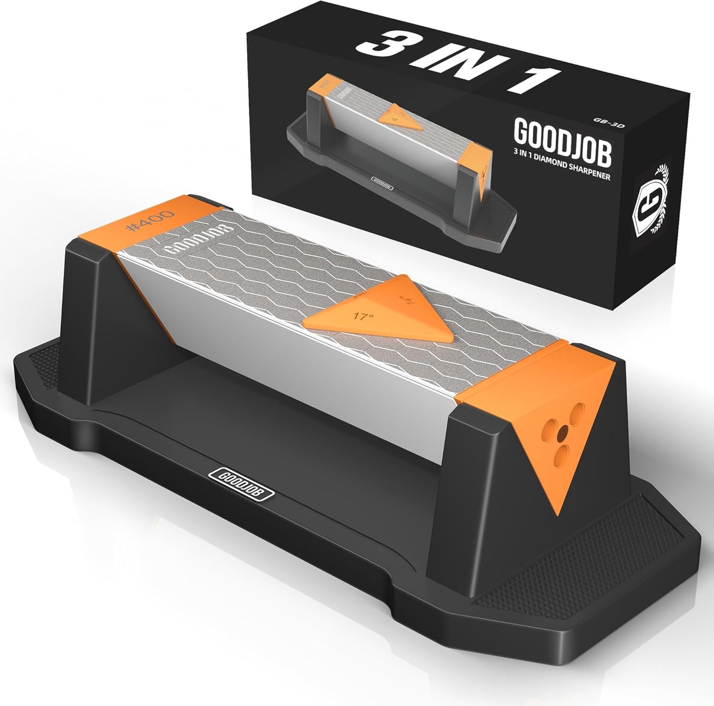 Goodjob Diamond Sharpening Stone 3 Side Grit for All Knives