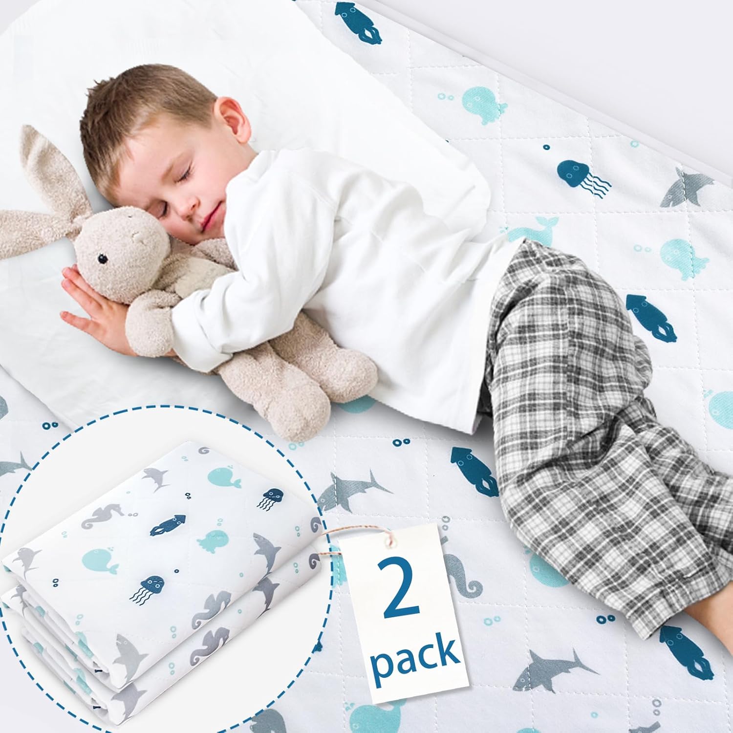 Incontinence Bed Pads 2 Pack for Kids, Adults, and Pets