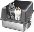 XXXL Stainless Steel Litter Box with Lid - Extra Large, High Sides