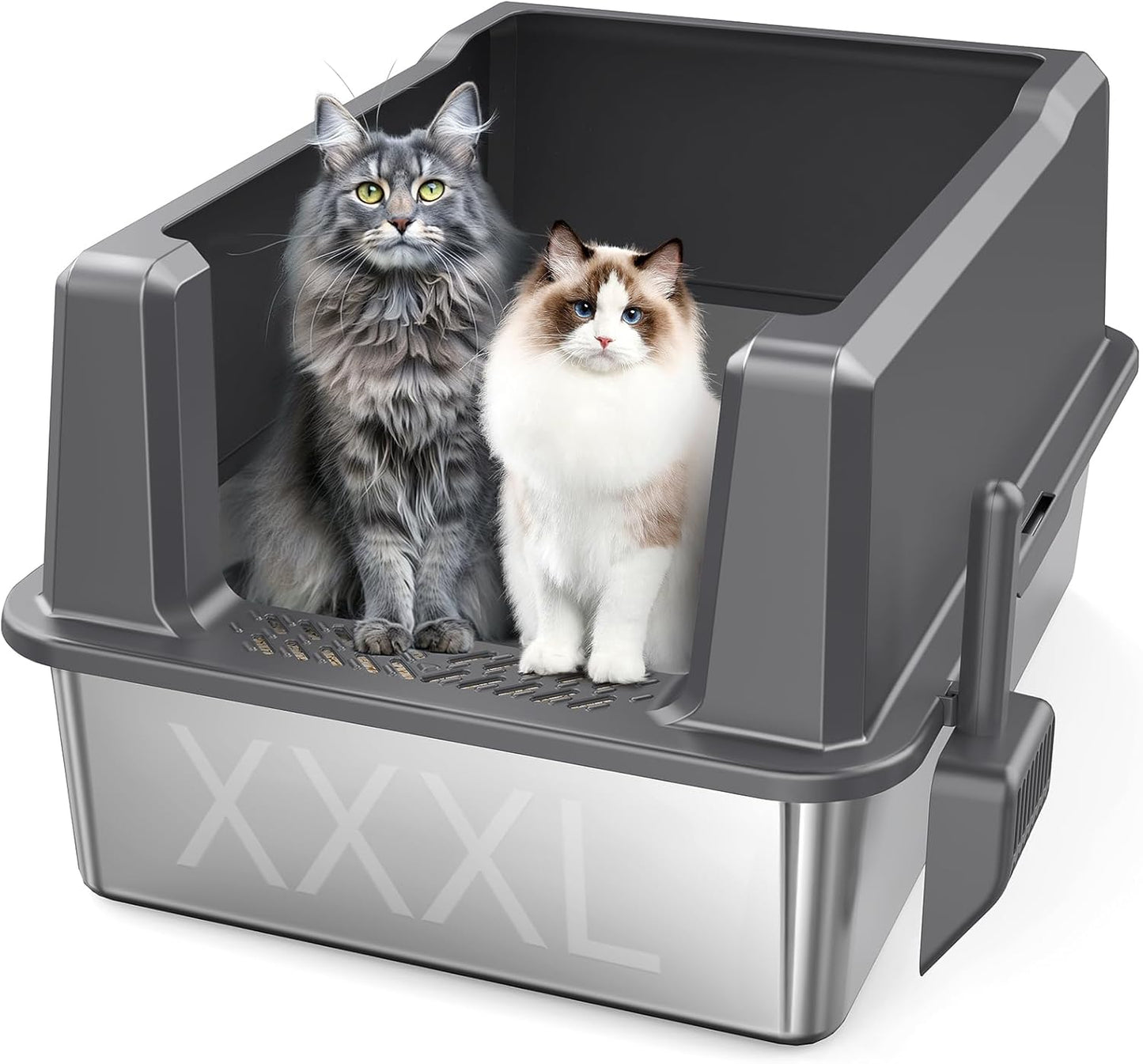 XXXL Stainless Steel Litter Box with Lid for Large Cats