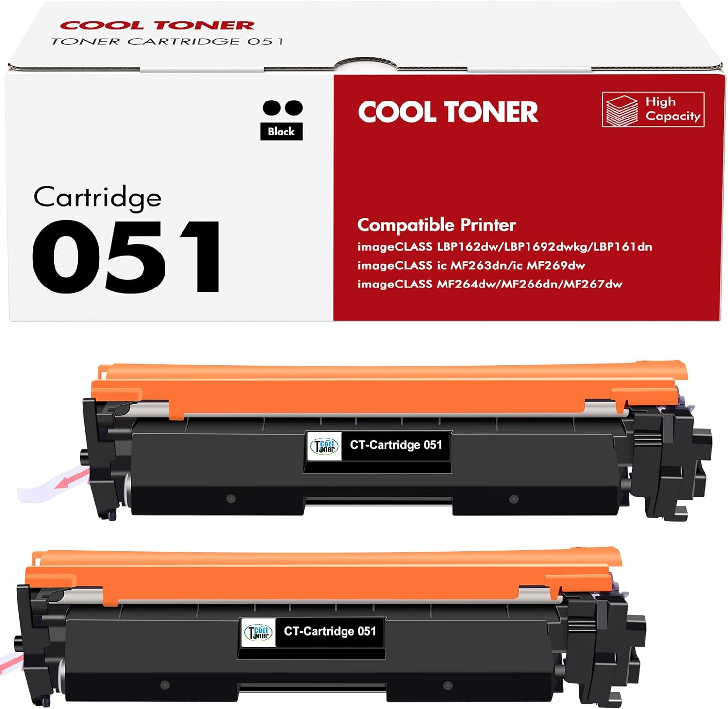 051 Toner Cartridge Compatible for Canon 051 Black Toner 2-Pack