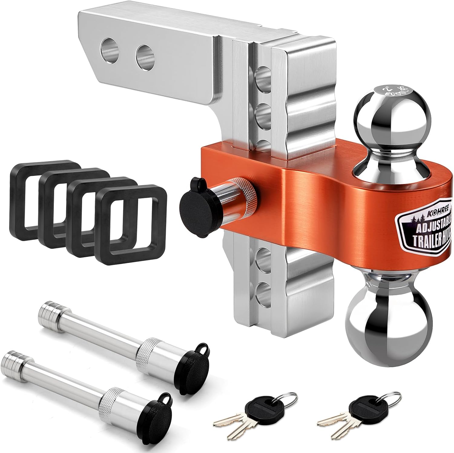 Kohree Adjustable Trailer Hitch with Dual Ball for Heavy Towing