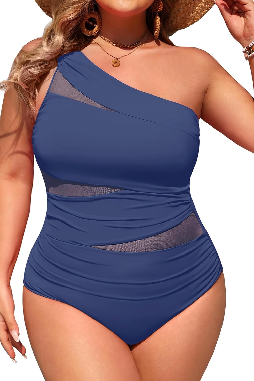 Aqua Eve Plus Size One Piece Swimsuit for Women Tummy Control