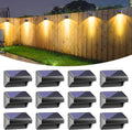 Solar Fence Lights - 12 Pack Outdoor Warm White & Color Glow LEDs