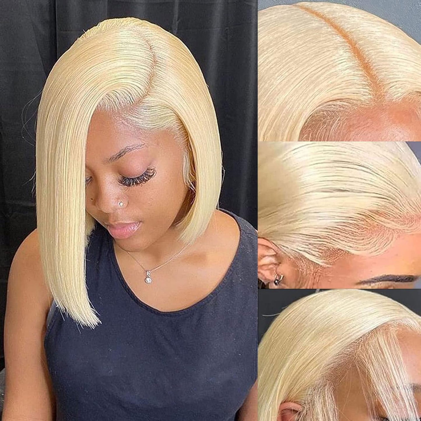 Hihmarm Blonde Wig Human Hair 613 Bob Wig for Natural Look