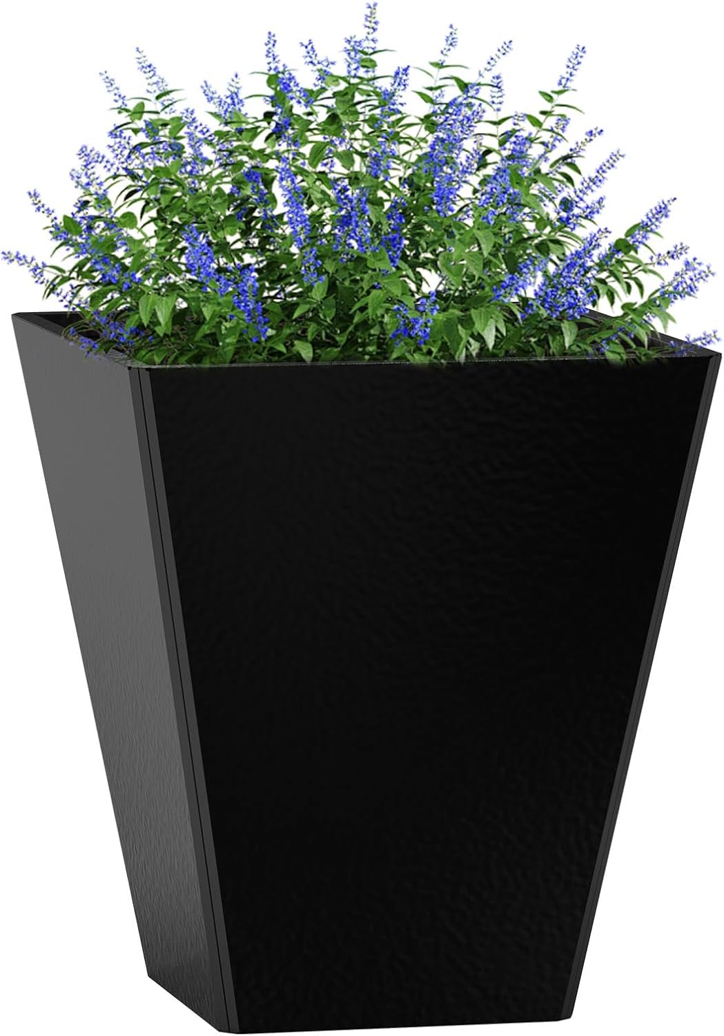 Large Tall Planter for Outdoor Plants - 18in Black Pot