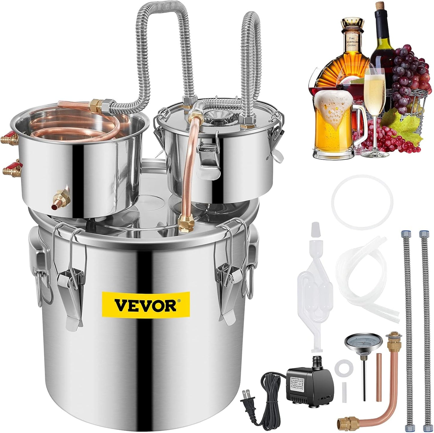 VEVOR Alcohol Still 8GAL Distiller Kit for Home Distilling
