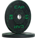 25 lb Rubber Olympic Bumper Plate Pair - Black with Green Logo