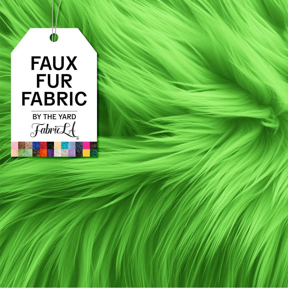 Luxurious Lime Green Faux Fur Fabric for Crafting and Sewing
