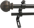 Vintage Bronze Double Curtain Rod Set, 26-48 Inches