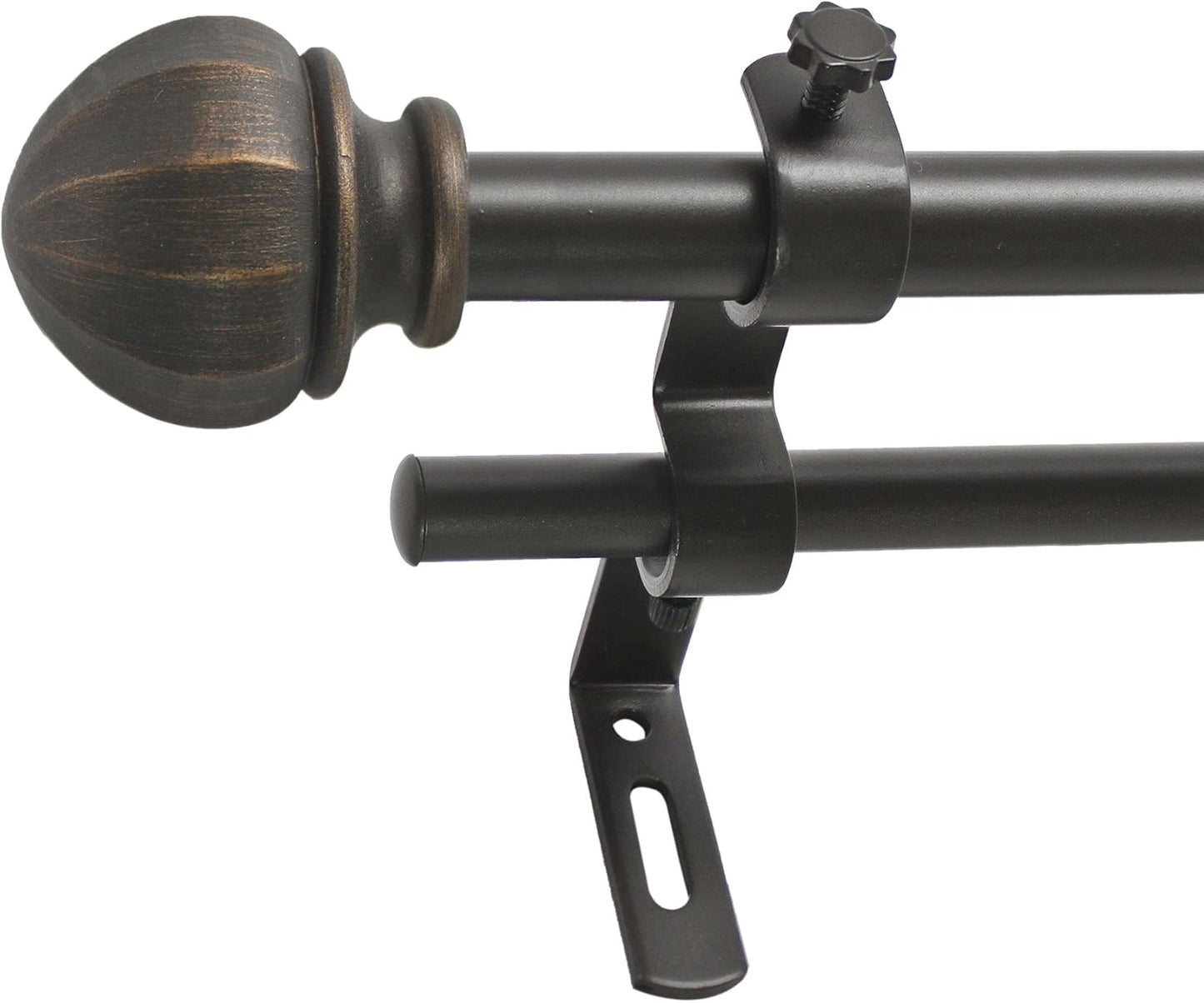 Vintage Bronze Double Curtain Rod Set, 26-48 Inches