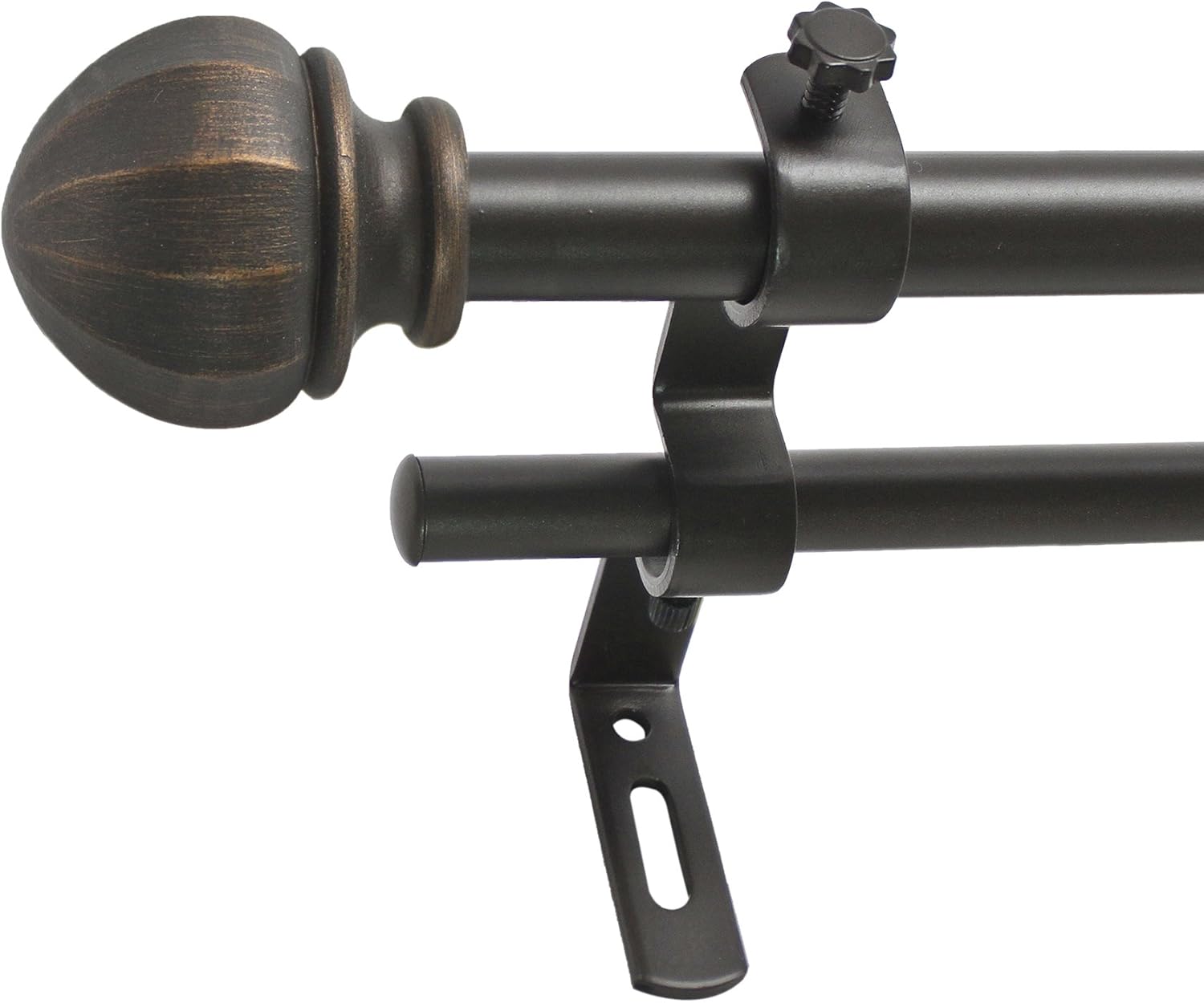 Vintage Bronze Double Curtain Rod Set, 26-48 Inches