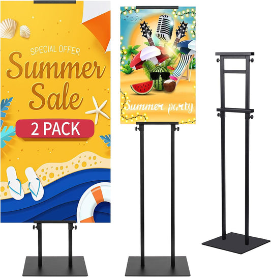 Heavy Duty Poster Stand for Display - Adjustable Height 80 in