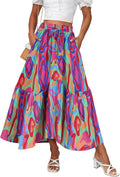 Long Skirts for Women High Waist A Line Skirt - Flowy Tiered Maxi