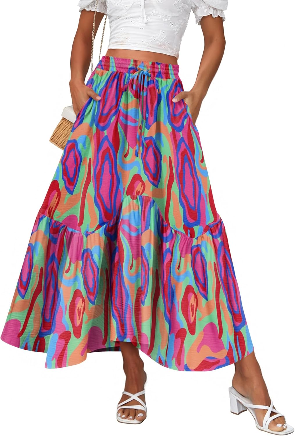 Zeagoo Long Skirts for Women High Waist A Line Casual Flowy
