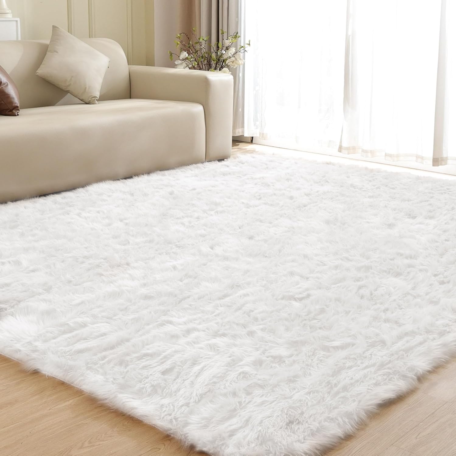 Shag Plush Rug 8x10 Area Rugs for Bedroom and Living Room