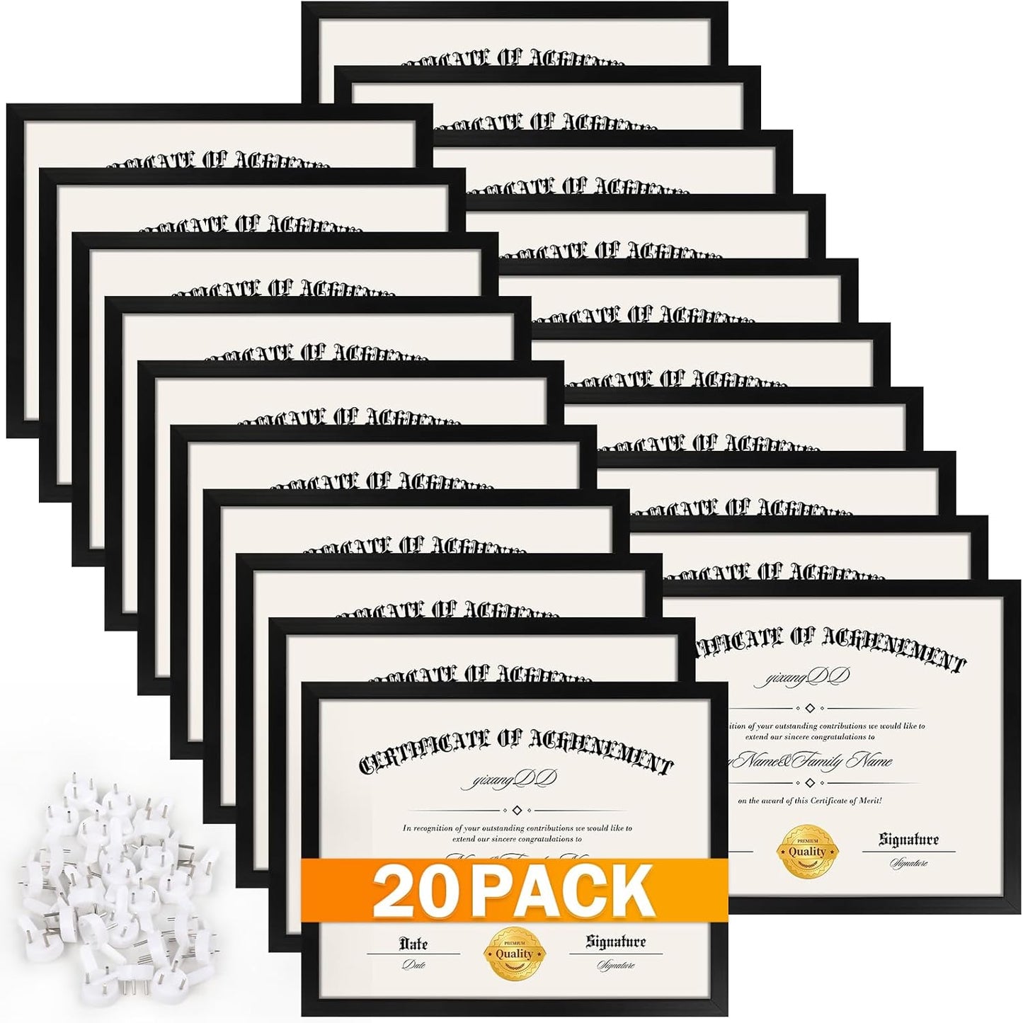 20 Pack Certificate Frames 8.5 x 11 for Display and Decor