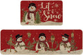 Let It Snow Snowman Cardinal Kitchen Mats Set of 2 - Low-Profile