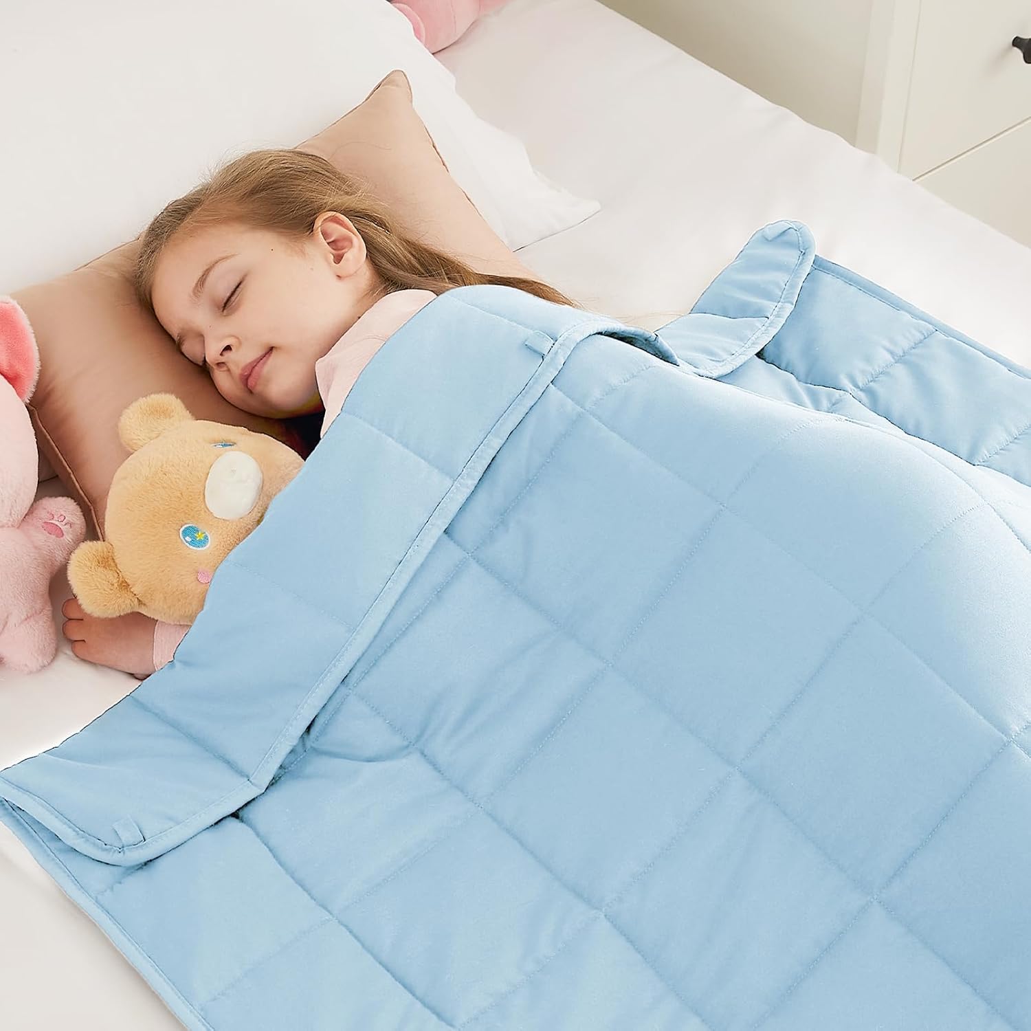 HOSUKKO Weighted Blanket - Lightblue 3 lbs Heavy Blanket