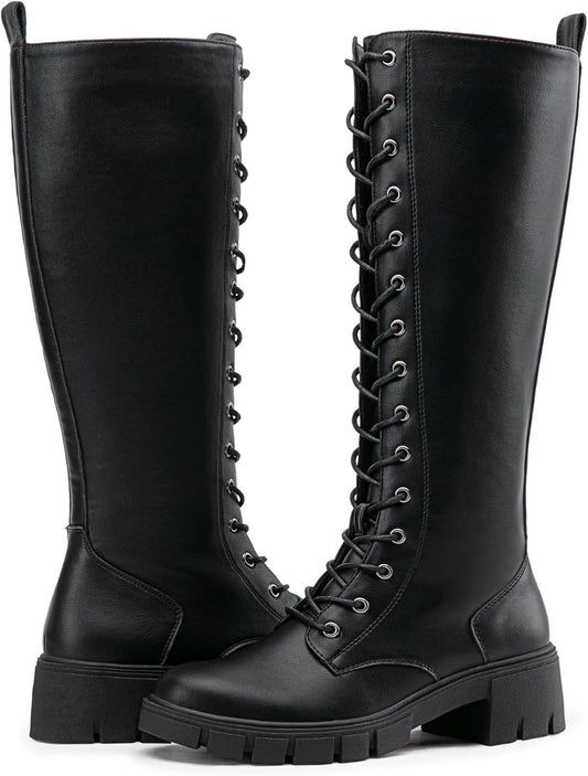 Vepose Women's 953 Lace Platform Combat Knee High Boots Review