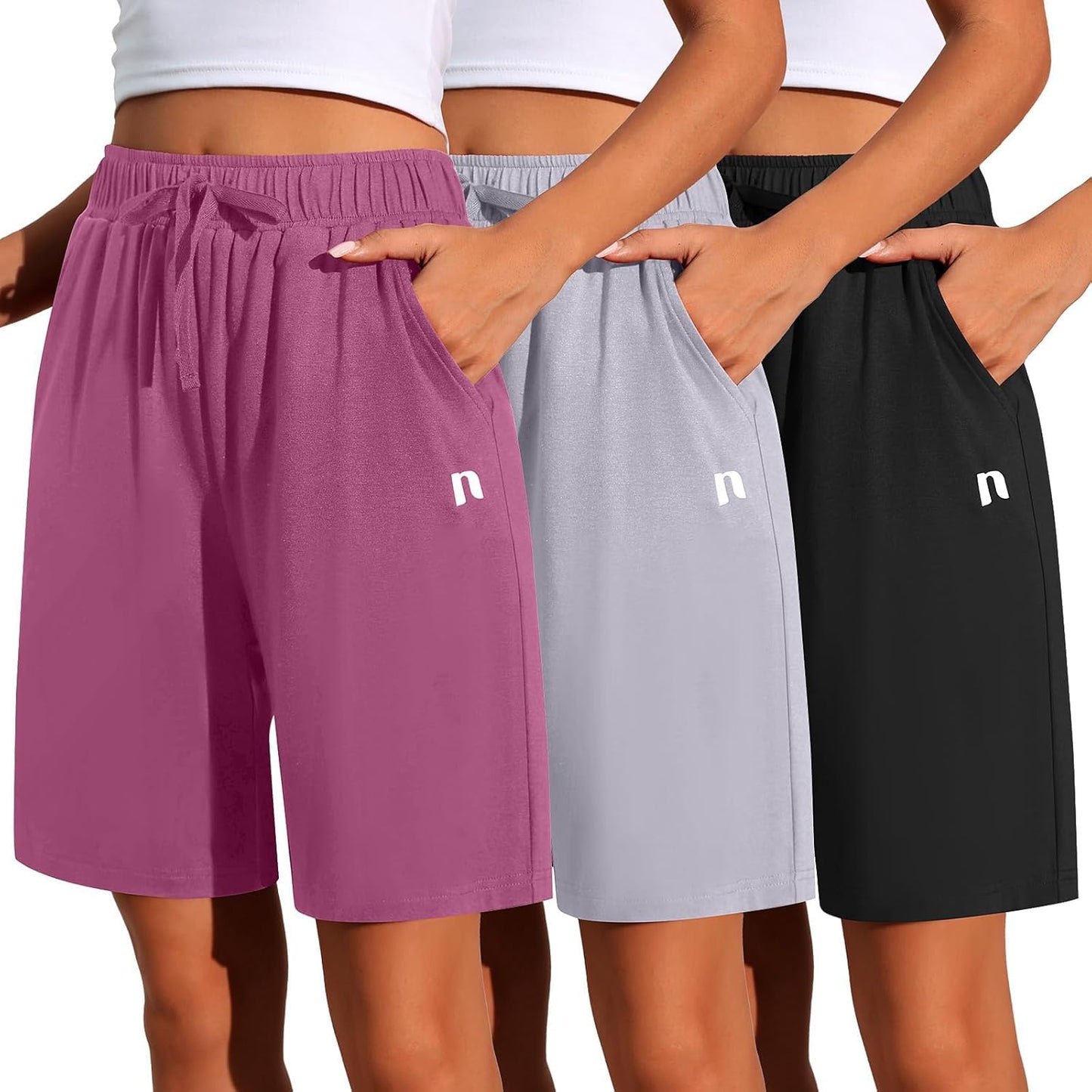 Neer Women's Quick Dry Bermuda Athletic Shorts with Pockets