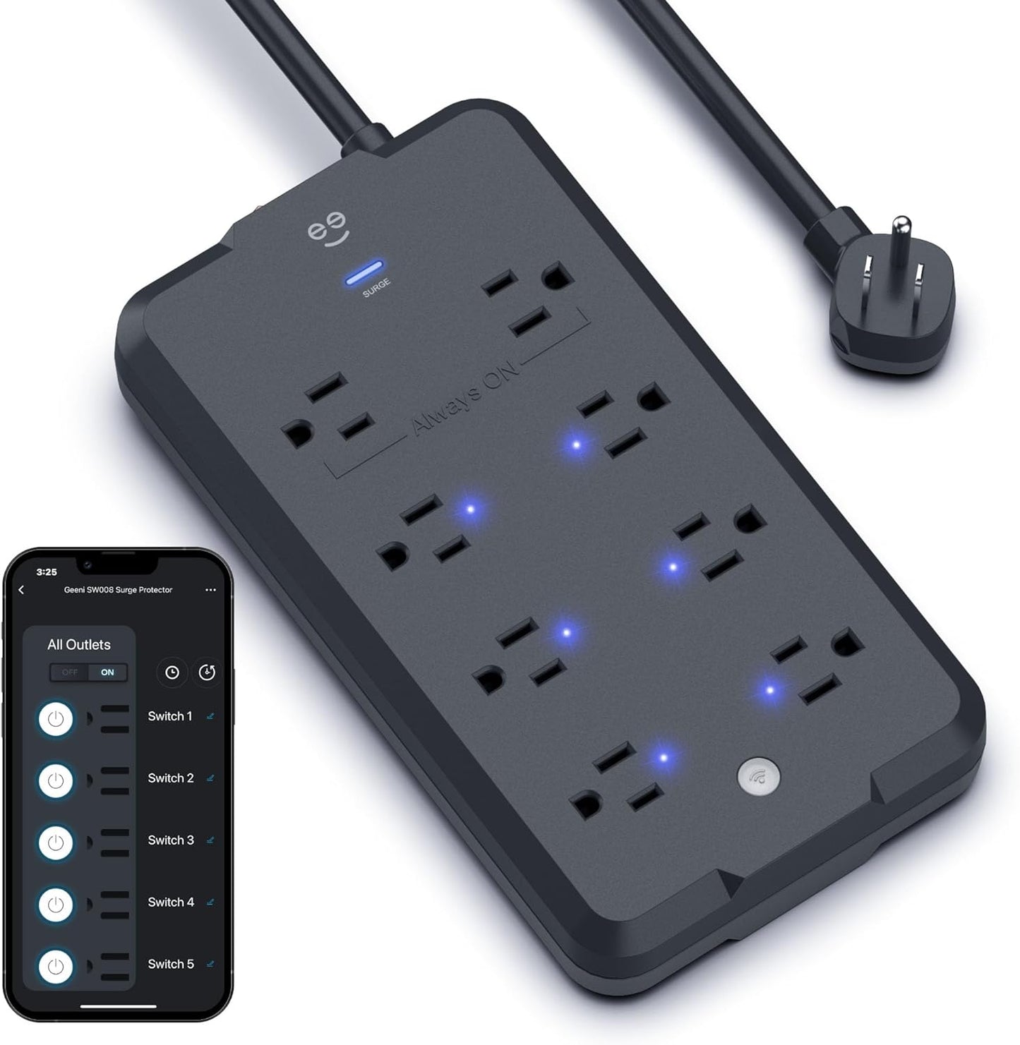 Geeni Surge Ultra Smart Power Strip - 8 Outlets, 1200 Joules