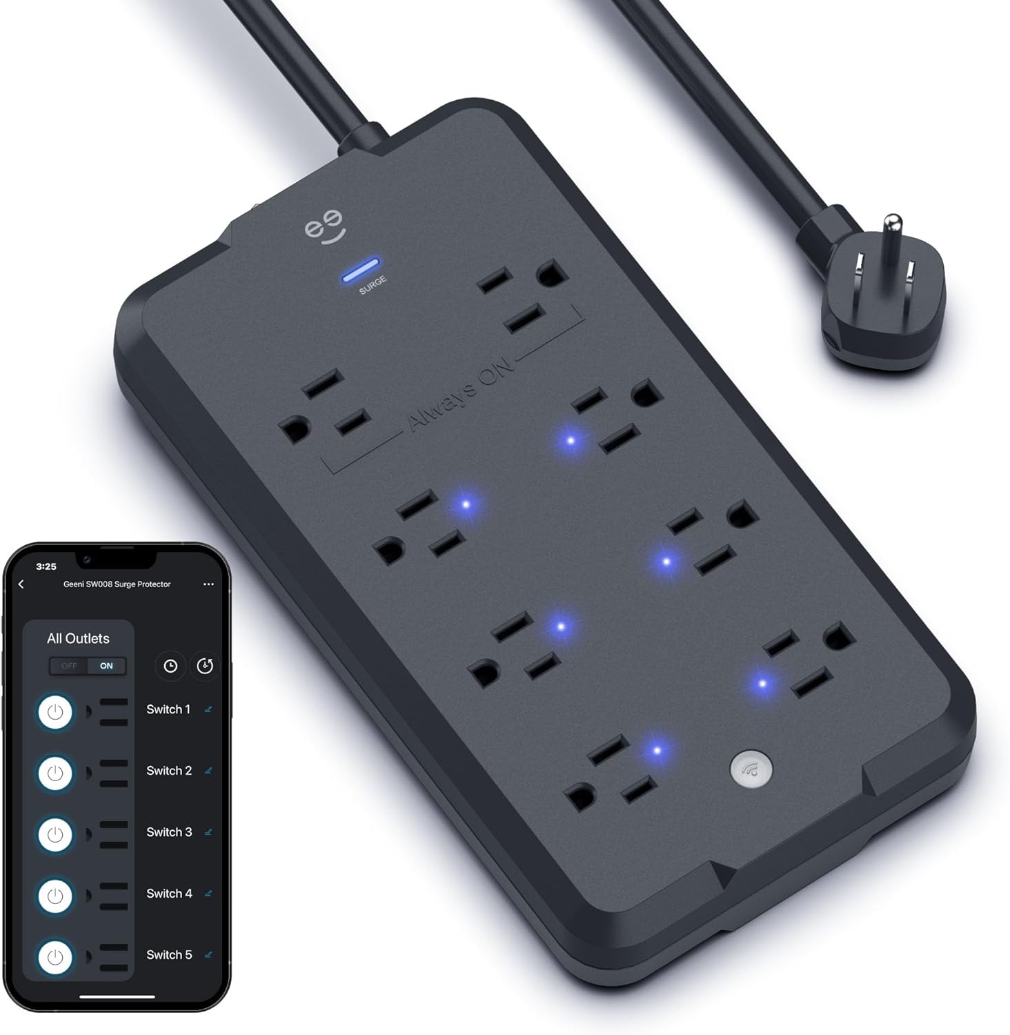 Geeni Surge Ultra Smart Power Strip - 8 Outlets, 1200 Joules