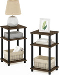 Furinno 3-Tier Turn-N-Tube Nightstand 2-Pack - Columbia Walnut