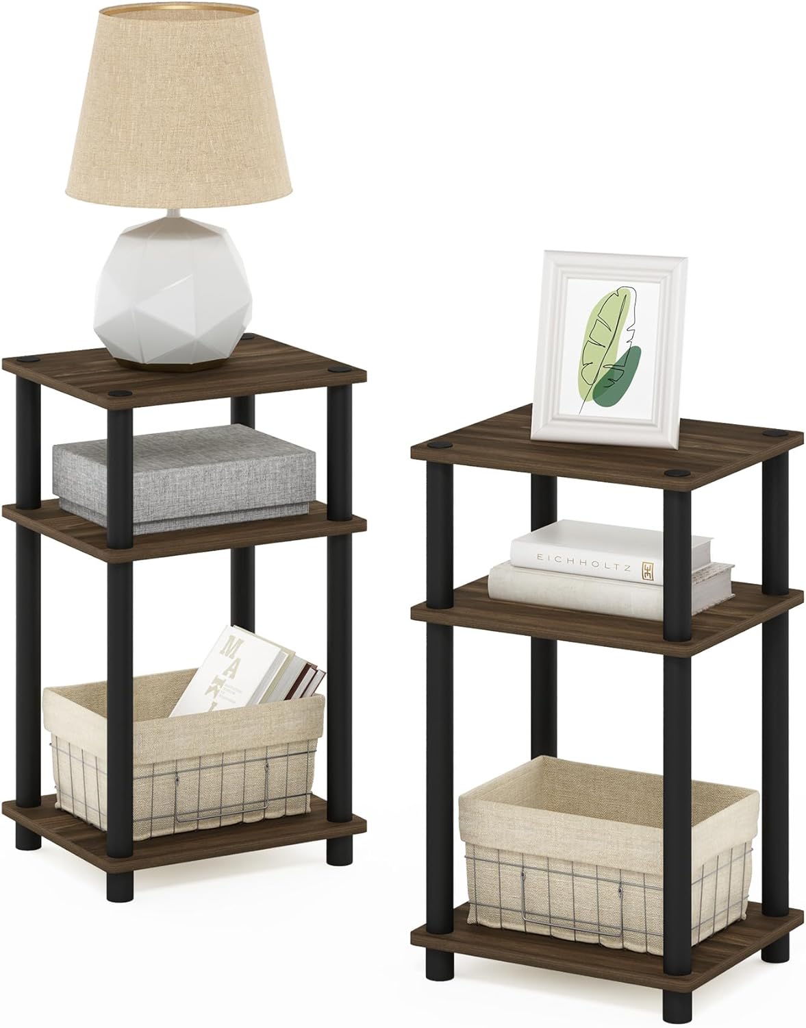 Furinno Just 3-Tier Turn-N-Tube Nightstand Set for Modern Spaces