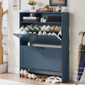 Shoe Storage Cabinet with 2 Flip Drawers - Slim Farmhouse Blue