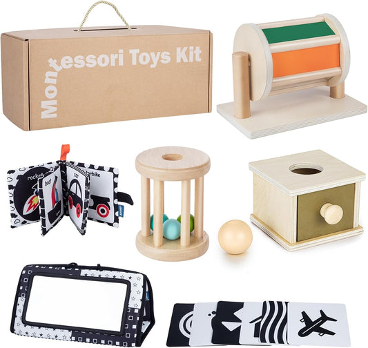 Montessori Toys for Babies 0-6 Months - 6 in 1 Learning Set