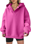 Womens Oversized V Neck Hoodie Pullover - Fleece Y2K Sweatshirt