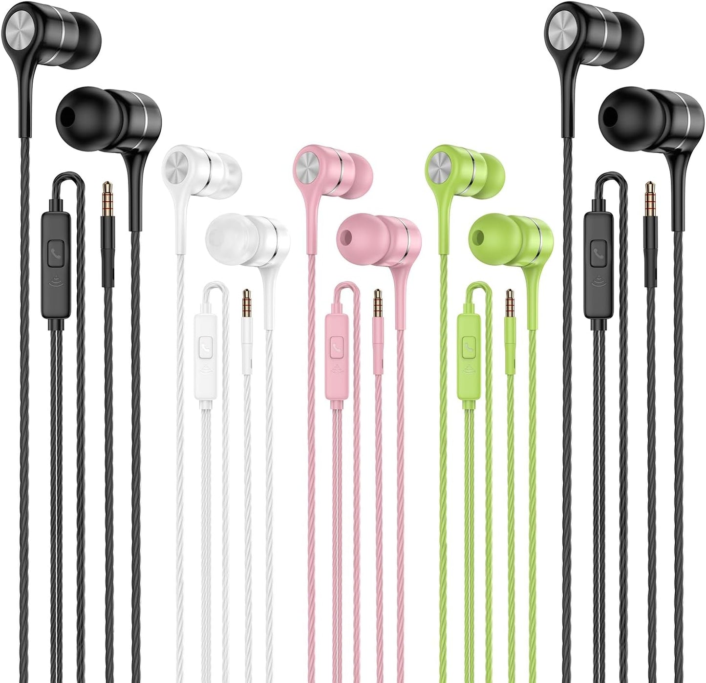 5 Pack Heavy Bass Earbuds with Mic - Enhanced Sound Quality