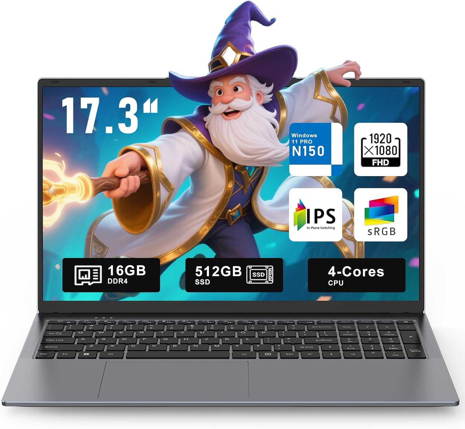 2025 17.3 Inch Laptop with N150 Processor for Business & Gaming