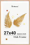 27x40 Picture Frame Solid Oak Wood Frame for Wall - Natural Finish