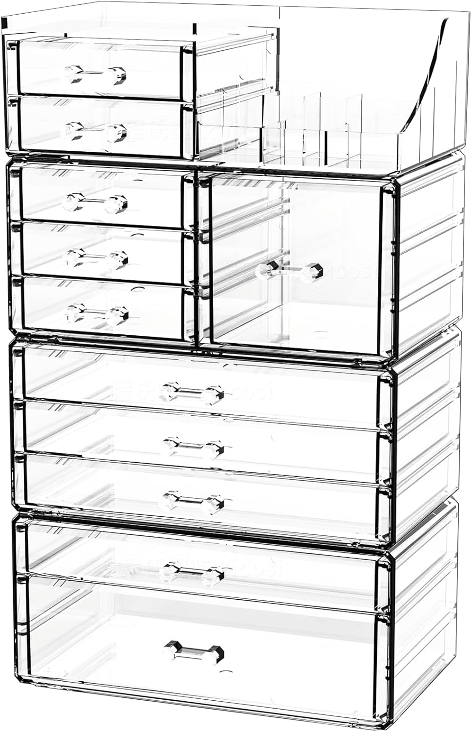 Acrylic Clear Makeup Organizer for Vanity with 11 Drawers
