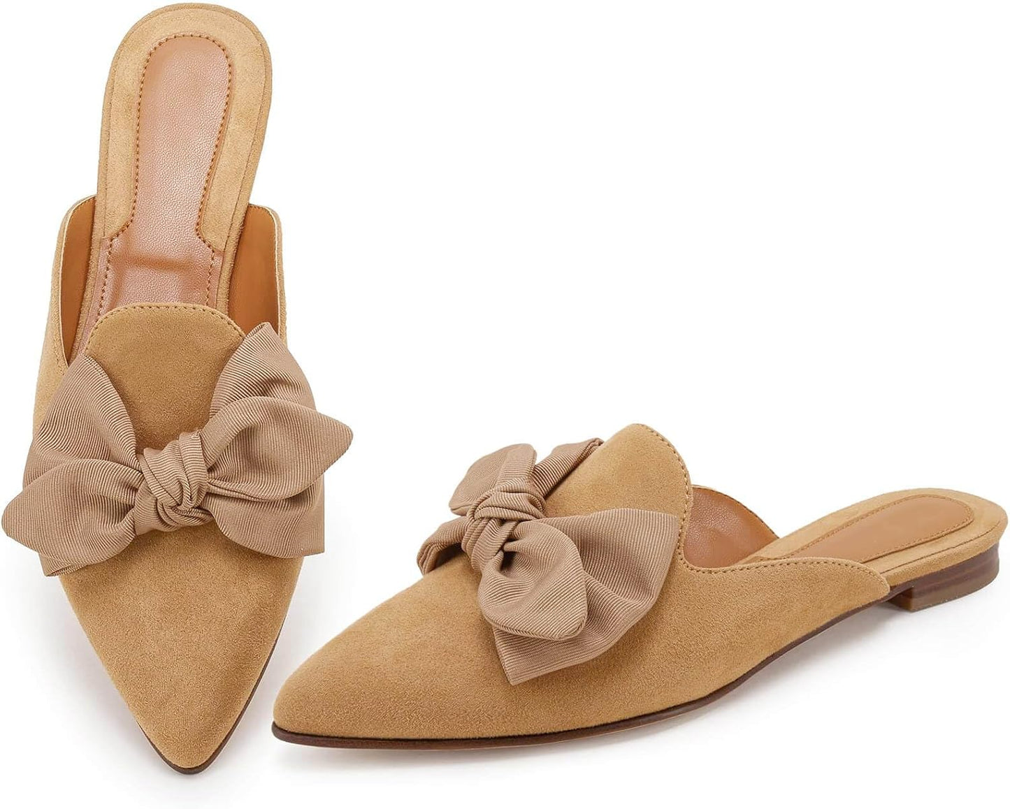 Rilista Mules for Women Slip On Comfortable Pointed Toe Flats
