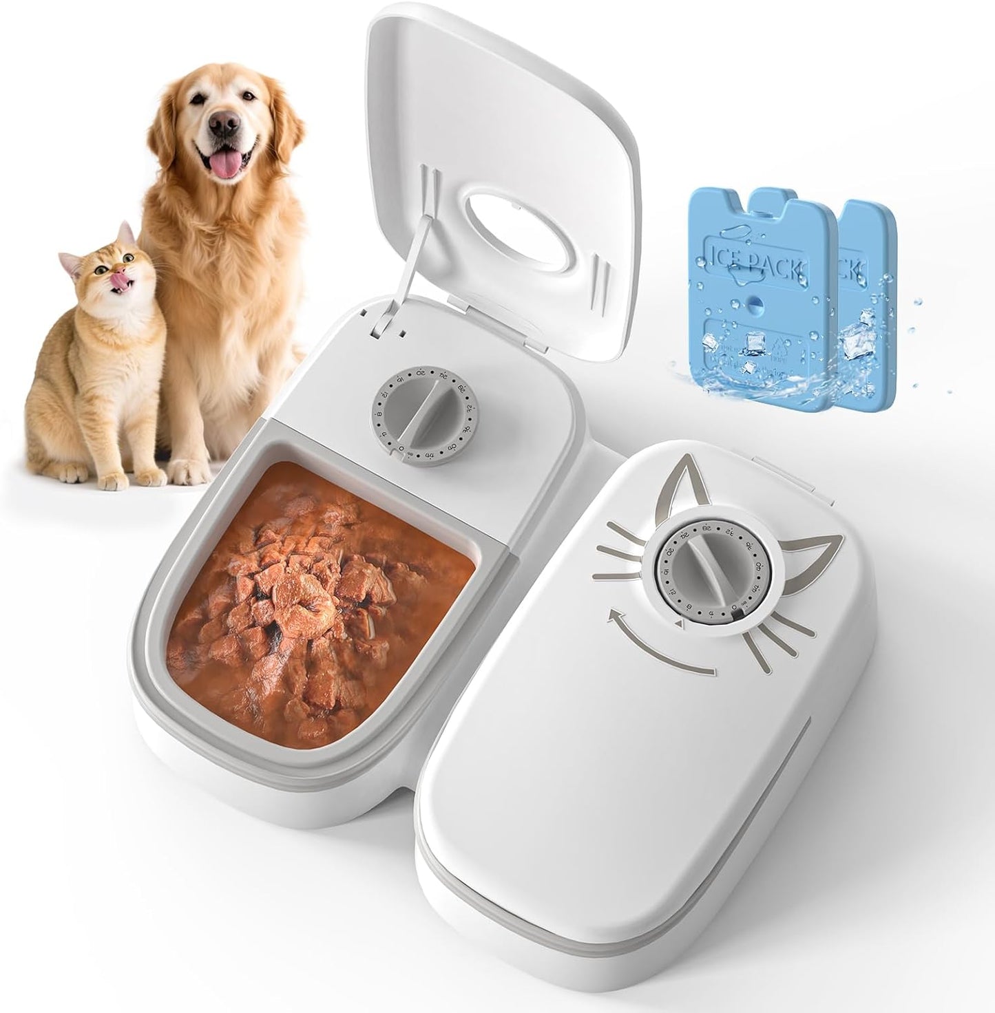 Automatic 2-Meal Cat Feeder for Timed Wet Food - Extra Large