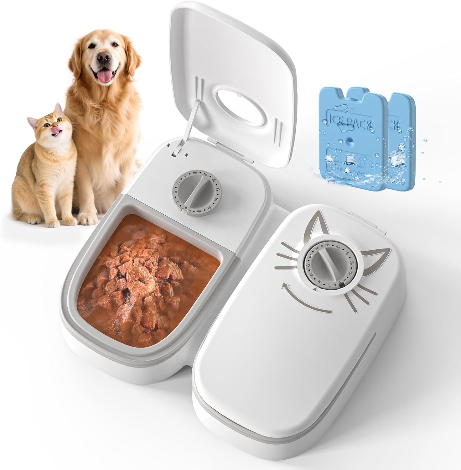 Automatic 2-Meal Cat Feeder for Timed Wet Food - Extra Large
