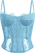Corset Tops For Women Going Out Lace Mesh Crop Tank (Style F66N)