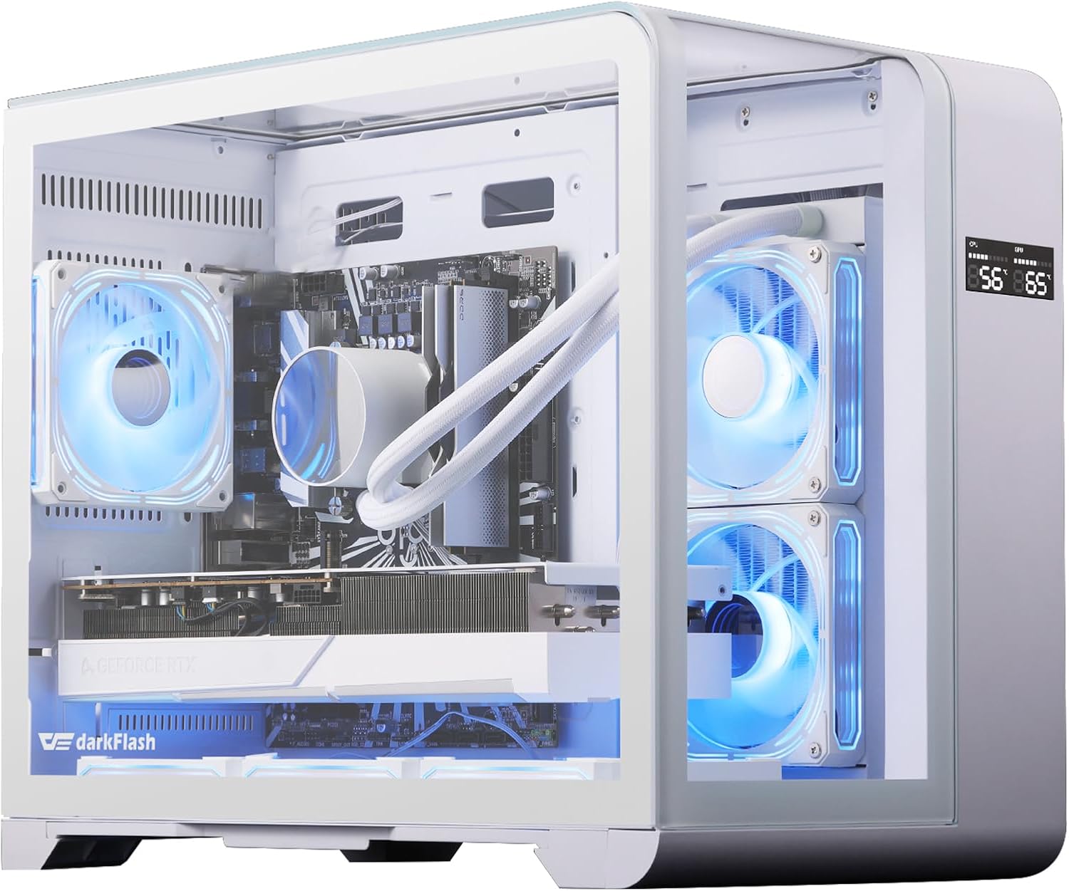 darkFlash MATX Gaming PC Case with Three Glass Design and Fans