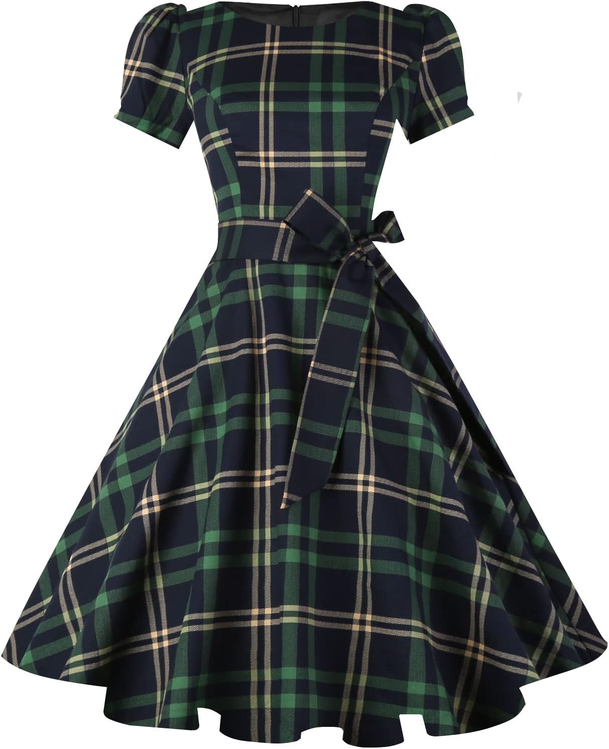 Vintage 1950s Cocktail Party Dress with Puff Sleeves for Women